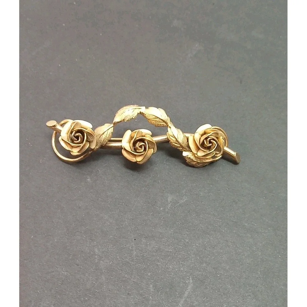 VINTAGE MARLANA? 1/20 12K GOLD FILLED PIN BROOCH ROSES 5.88 Grams